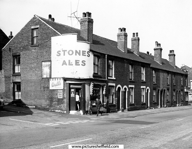Nos. 241, Arthur Rodgers, off Licence; 243; 245; etc., Petre Street from the junction with Canada Street  looking towards Carwood Road 