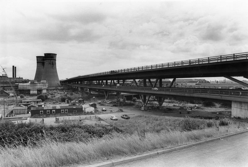 M1 Tinsley Viaduct and  former Blackburn Meadows Power Station from Sheffield Road