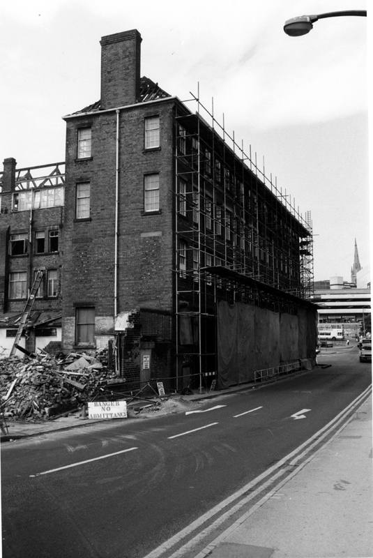 Demolition of Joseph Rodgers and Sons Ltd., River Lane Works, junction of Sheaf Street and Pond Hill 