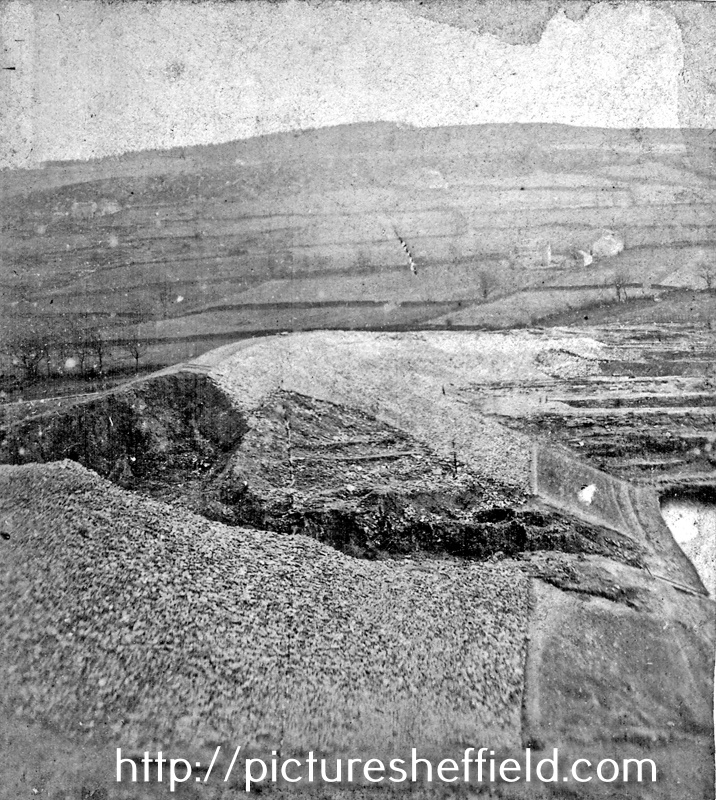 Sheffield Flood, Stereoscopic view No. 1 - Breach in the embankment of Dale Dyke, 7 miles from Sheffield