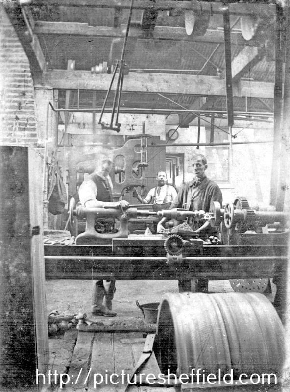 Machine shop at Askham Brothers and Wilson Ltd., steel manufacturers, Yorkshire Steel and Engineering Works, Crucible Steel Foundry, No. 78 Napier Street
