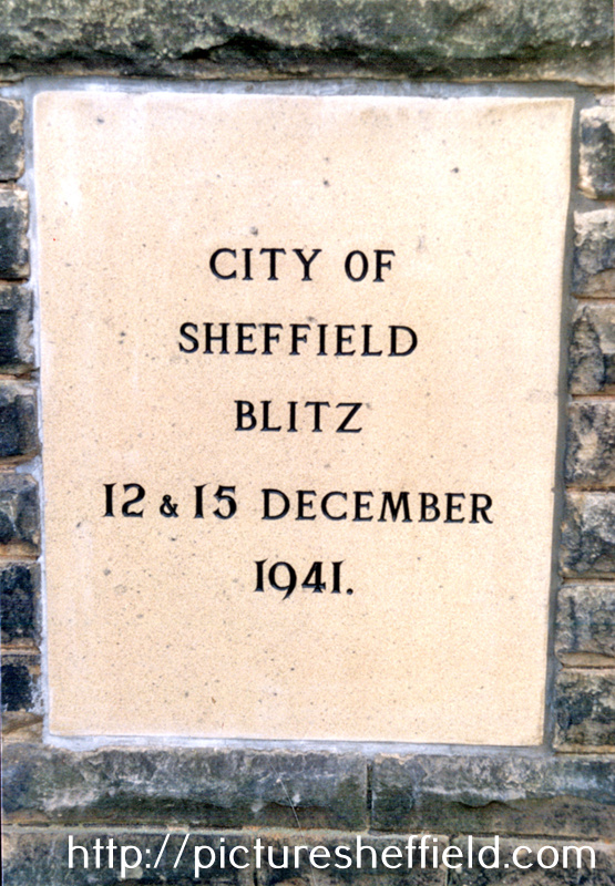 Plaque commemorating the Blitz, 12th and 15th December 1940 (the plaque records the wrong year and has since been altered), City Road Memorial Gardens, City Road Cemetery