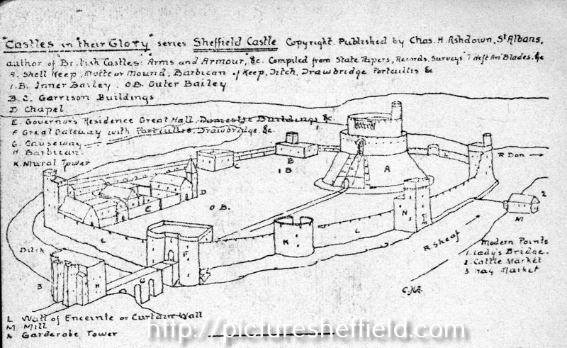 Artist's impression of Sheffield Castle around 1350
