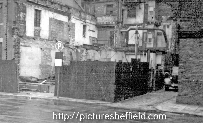 Eyre Street at junction with Cadman Lane showing bomb damage at Walker and Hall Ltd., Electro Works, six years after the Blitz