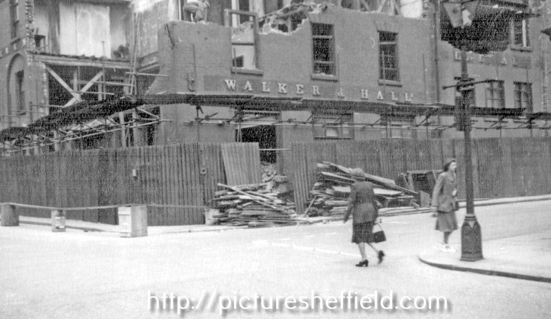 Blitz damaged Walker and Hall Ltd., Electro Works, junction of Eyre Street and Howard Street, prior to demolition and rebuilding