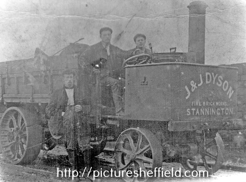 Steam lorry and employees of J. and J. Dyson, Fire Brick Works, Stannington