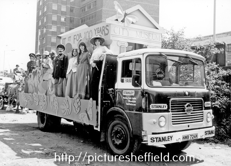 Staff from Sheffield City Museum, Weston Park, on a decorated float for the Lord Mayors Parade