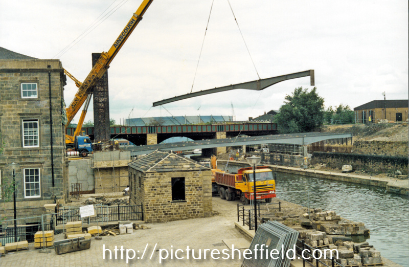 Construction of Cutlers Gate Bridge with Victoria Station Viaduct behind and Sheaf Works left