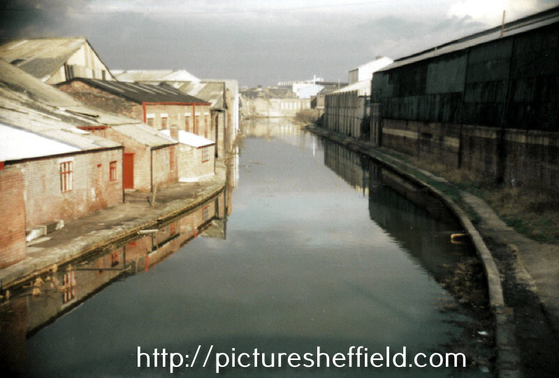 View of Baltic Steel Works (left) from Bacon Lane Bridge, Sheffield and South Yorkshire Navigation