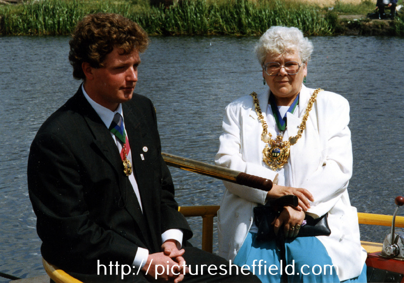 Councillor Doris Askham (1921 - 2006) Lord Mayor, 1991 - 92 and Consort attending the World Student Games