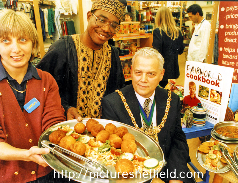 Councillor Tony Arber, Lord Mayor at the launch of a new cookbook at Oxfam