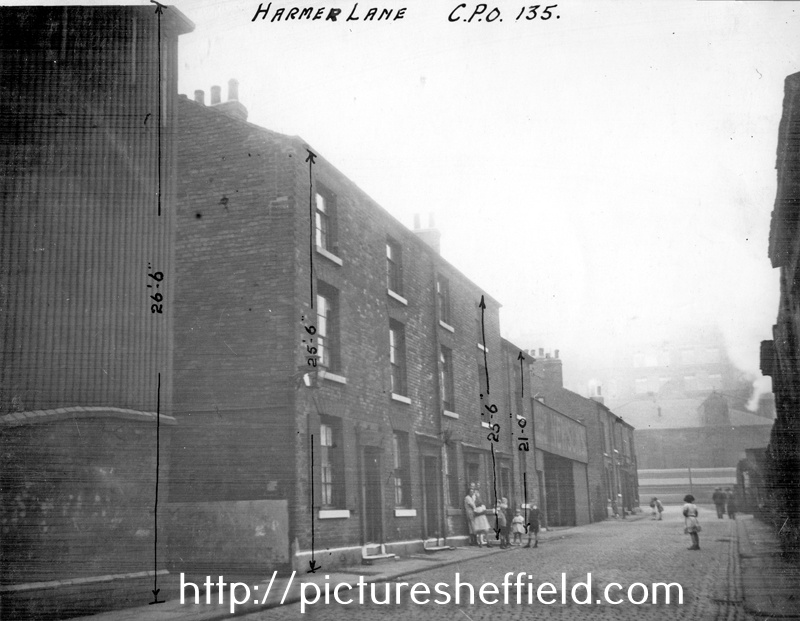 Harmer Lane with an entrance to H. Newsum Co Ltd., timber merchant (bottom of street on the left) looking towards Pond Street