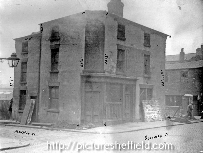 Derelict Doncaster Arms public house, Doncaster Street and junction of Matthew Street (children's playground later built on this site)