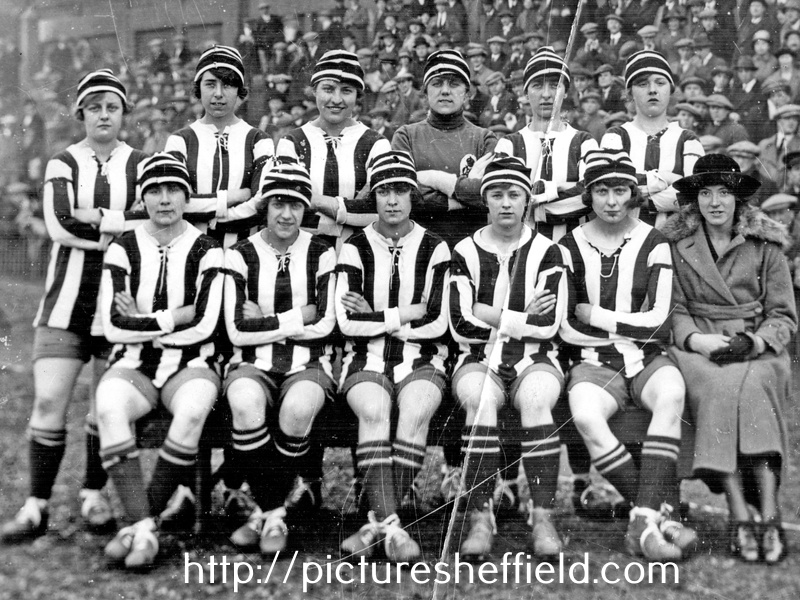 Dick Kerr Kickers Ladies Team (1917-1965), from the firm called Dick Kerr of St. Helens, at Hillsborough