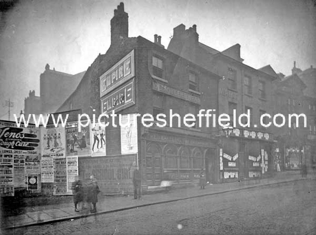 Old Queens Head, No 18, Castle Street, No 16, derelict Mart and Chapman, grocers, right