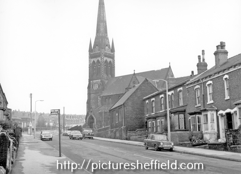 Nos. 192, 190 etc. (left to right) and All Saints Church at the junction of Sutherland Road, Ellesmere Road and Lyons Street