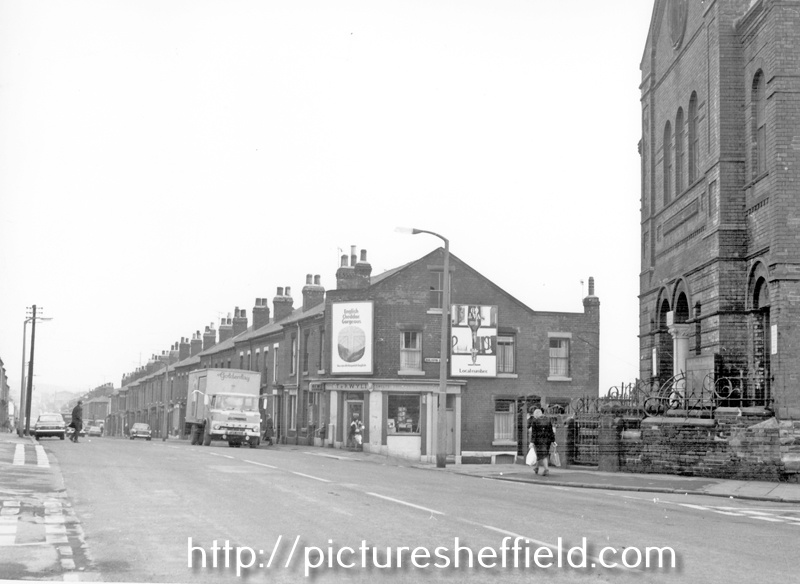 Nos. 90, 92 etc., Petre Street near the junction with Harleston Street showing Petre Street Methodist Chapel extreme right