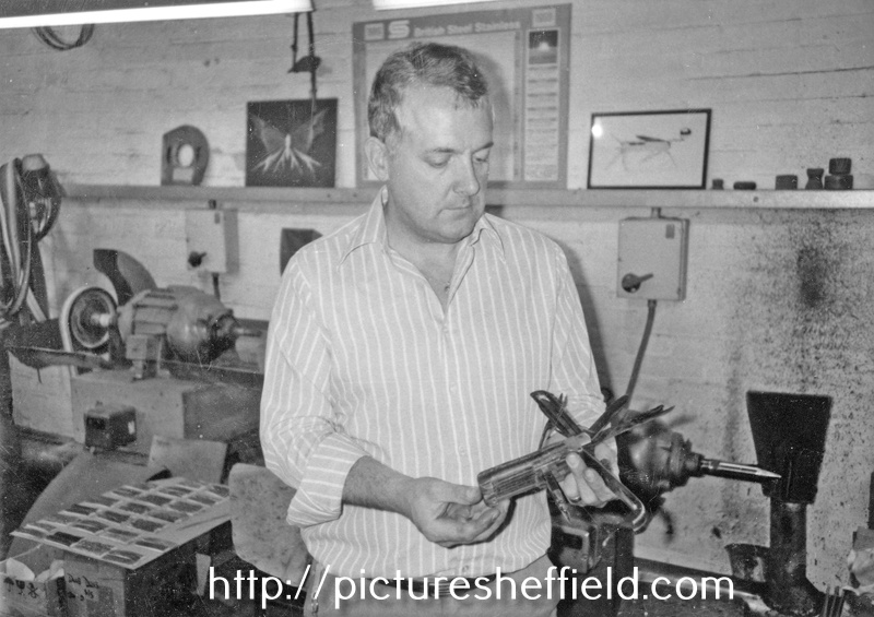 Graham Clayton with antique multi-blade at Kelham Island Industrial Museum