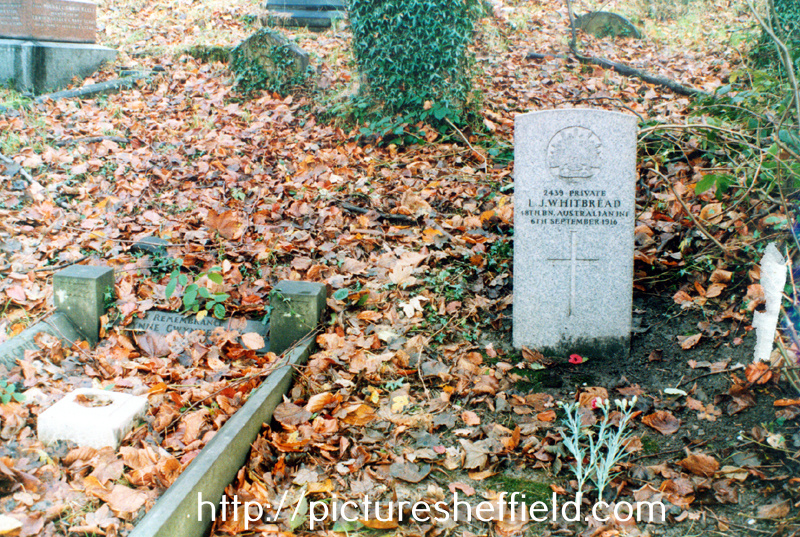 Grave of Private Whitbread in St Michael's Cemetery, Rivelin. 