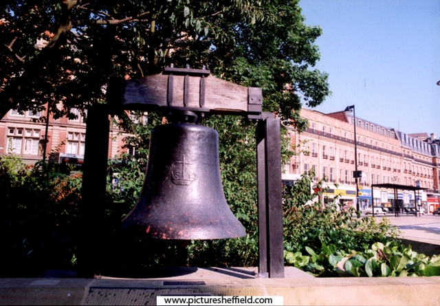 Bochum Bell near the Peace Gardens, Pinstone Street in background