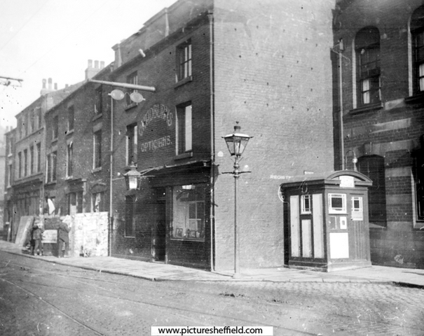 Nursery Street, No 30, Chadburns' Lenses Ltd, Opticians (Albion Works), Coroner's Court and Public Mortuary, right
