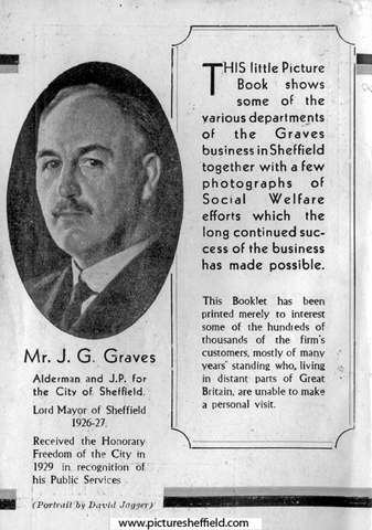 Opening page from a souvenir booklet by J.G. Graves Ltd., mail order suppliers, showing J.G. Graves