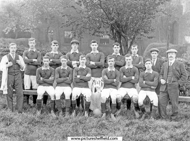 Unknown football team with cup - location unknown - possibly an Ecclesfield connection