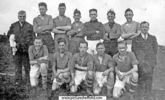 Clarion Football Team on the sports field at Sheffield Clarion Clubhouse, Hathersage Road, just past the Dore Moor Inn