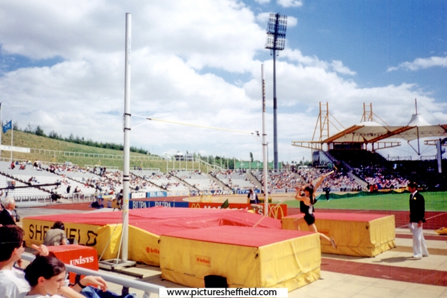 Linda Stanton (former Commonwealth Record holder 3.72) attempting 3m 60 in the Womens Pole Vault, McDonalds Games Athletics Meeting, DonValley Stadium, eventually finished 3rd with 3.70