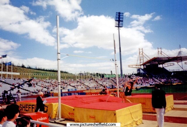 Linda Stanton (former Commonwealth Record holder 3.72) attempting a new British and Commonwealth Record 3.82 in the Womens Pole Vault, McDonalds Games Athletics Meeting, DonValley Stadium, eventually finished 3rd with 3.70