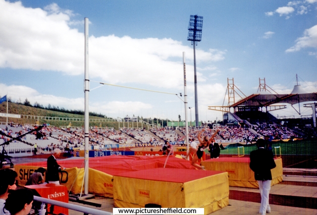 Nicole Reiger, Germany attempting a height in the Womens Pole Vault, McDonalds Games Athletics Meeting, DonValley Stadium, eventually finished 2nd with 3.92