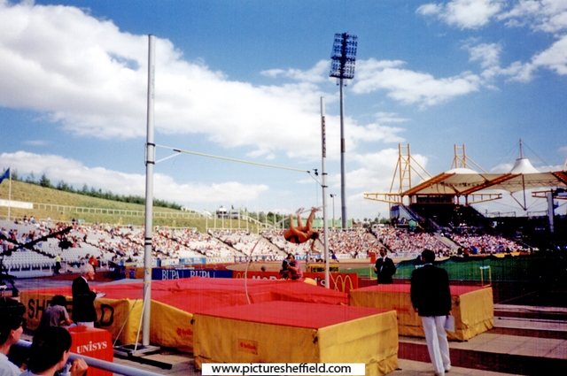 Andrea Muller, Germany attempting a height in the Womens Pole Vault, McDonalds Games Athletics Meeting, DonValley Stadium, eventually finished 1st with 4.02 (German Record) after 3 failures at the World Record of 4.18