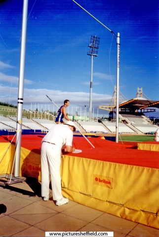 Andrey Tivontschik, after clearing a German and Stadium Record of 5m 85, Mens Pole Vault, McDonalds Games Athletics Meeting, DonValley Stadium