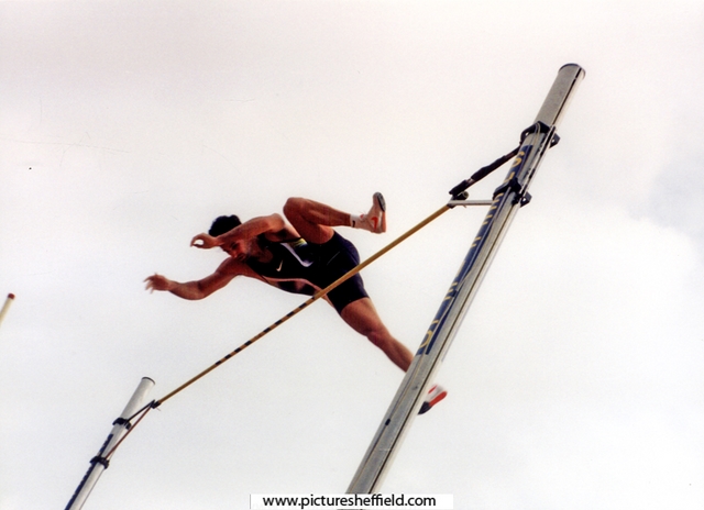 Okkert Brits, South Africa  clearing 5m 70 Mens Pole Vault, Securicor Games, Don Valley Stadium