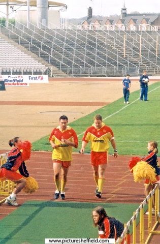Sheffield Eagles Rugby League Club Players leaving the pitch, Don Valley Stadium