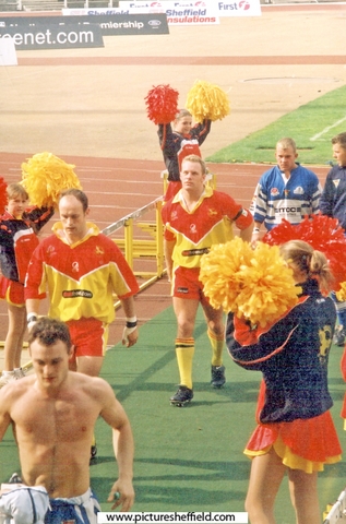 Sheffield Eagles Rugby League Club Players leaving the pitch , Don Valley Stadium