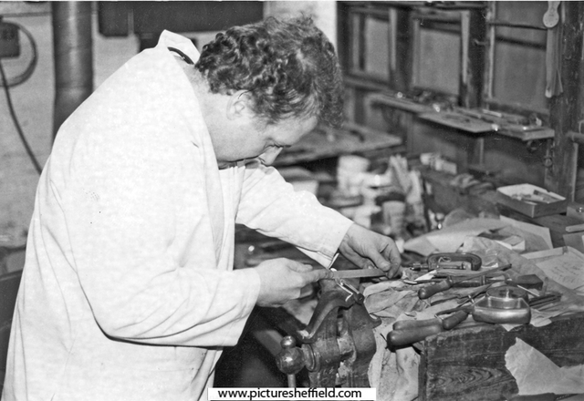 Graham Clayton, cutler, filing, at Kelham Island Industrial Museum