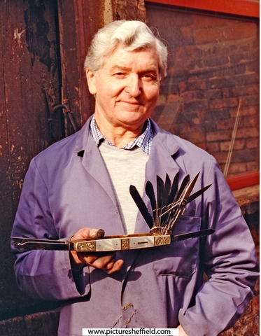 Stan Shaw with his Hallamshire Exhibition Knife, Garden Street