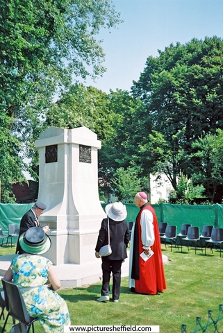 Bishop of Sheffield Jack Nicholls at the re-dedication of the Sheffield City Battalion Monument at Serre, France