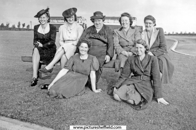Some of the wives of the English Steel Corporation cricket team, E.S.C. Sports Ground
