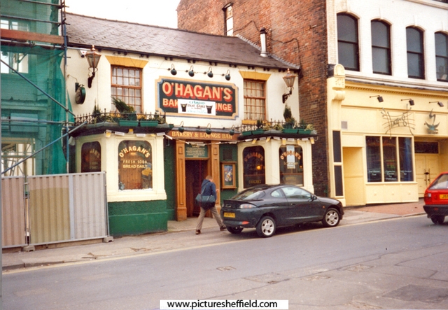 O'Hagan's Bakery and Lounge Bar (formerly the Raven Tavern also Hornblower), Nos. 12 - 14 Fitzwilliam Street with Bar 8 extreme right