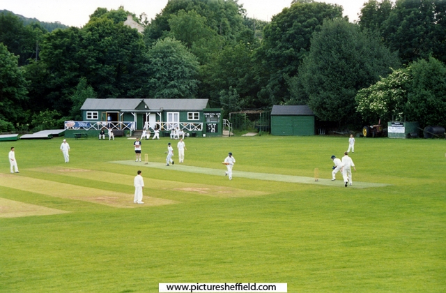 Cricket match at Ibbotson Field, Bradfield CC cricket ground, Low Bradfield