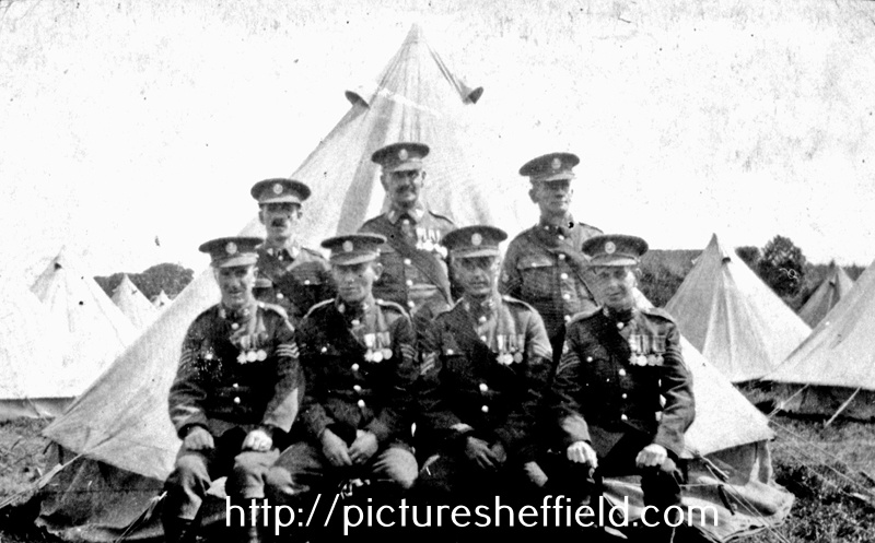 Members of Hallamshire Battalion at camp
