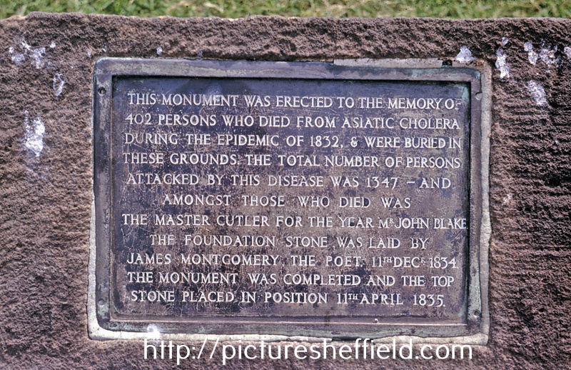 Plaque on the Cholera Monument