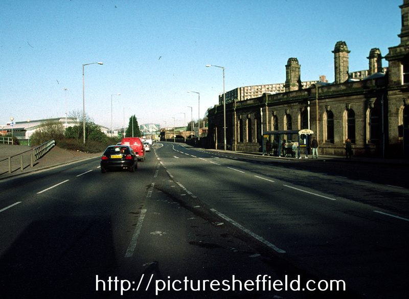 Sheaf Street with the Sheffield Midland railway station right and Park Hill Flats in the background