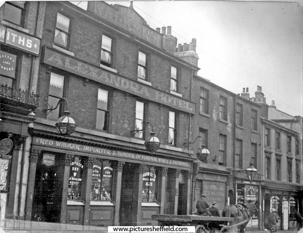 Furnival Road, including Nos. 11 - 13 Alexandra Hotel, Nos. 17 - 21, Albert Taylor's Dining Rooms (extreme right), c.1913 - 1914