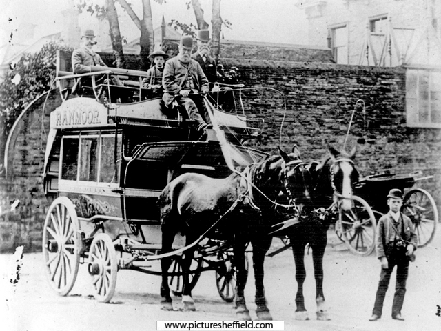 Ranmoor horse bus outside the Bulls Head Hotel, Fulwood Road (ran from Broomhill to Ranmoor)