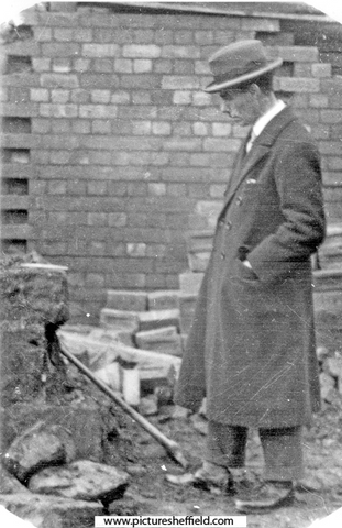 Sheffield Castle excavations recorded by J.B. Himsworth. Albert Leslie Armstrong F.S.A., Goverment Valuer, on site