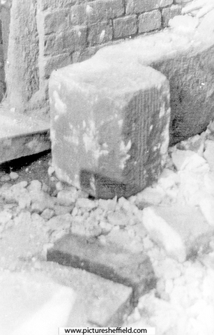 Sheffield Castle excavations recorded by J.B. Himsworth. piece of mullion