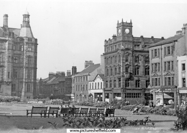 Peace Gardens looking towards the Town Hall and Howard Chambers, Norfolk Street